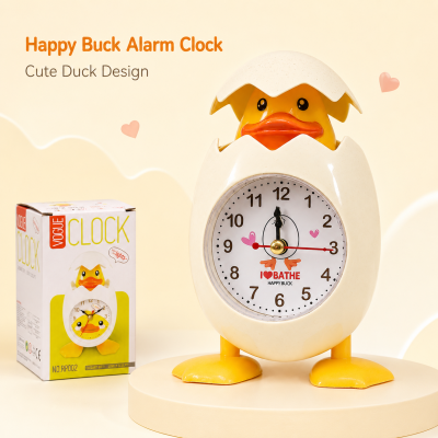 Cute Duck Egg Shell Cartoon Alarm Clock – Kids Desk & Bedroom Table Clock with Night Light